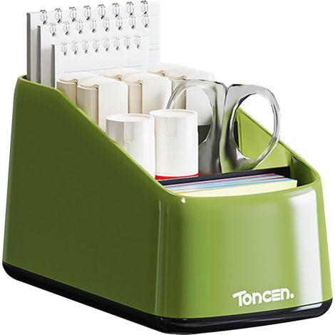 4-Fächer Schreibtisch-Organizer aus Kunststoff, Kosmetik-Organizer, multifunktionale Aufbewahrung für Büro, Schlafzimmer und Wohnzimmer (Größe: 18 x 10 x 9,9 cm, Farbe: Grün)