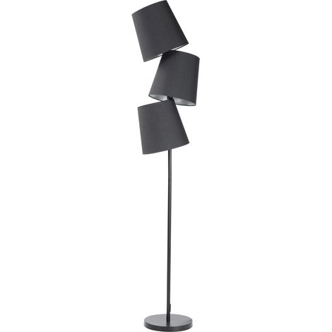 Lampadaire Design à 3 Abat-Jour E14 Max 40W en Métal et Tissu Noir 164 cm Rio Grande