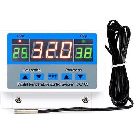 Contrôleur de température numérique 220 V Max 5000 W Thermostat numérique 30 A -19 à 99 °C Interrupteur de contrôle de température XH-W3103