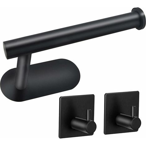 Set of 3 Stainless Steel No Drill Towel Bars - Ideal for Bathroom, Toilet, Kitchen - Black (1/5)