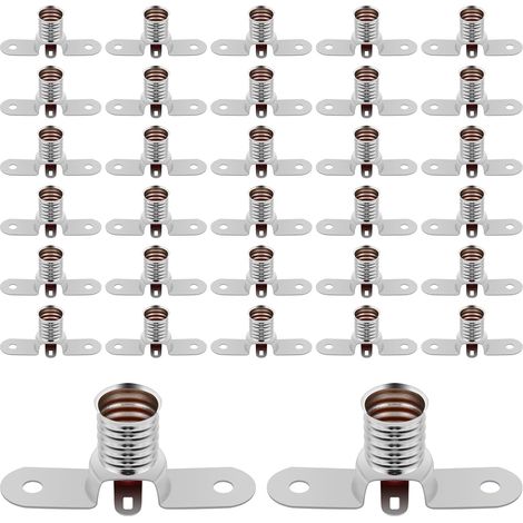 30 Pièces E10 Petit Porte-Ampoule, E10 Douille Ampoule, Argent Base de Lampe à Vis, Petite Ampoules Douille pour École Laboratoire Accessoires Électriques de Circuits