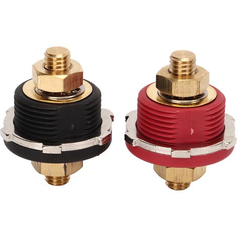 Deux bornes de batterie traversantes de 3/8 de pouce, 250 A, connecteurs de batterie universels noirs et rouges, adaptés aux camping-cars et aux bateaux. (1/5)