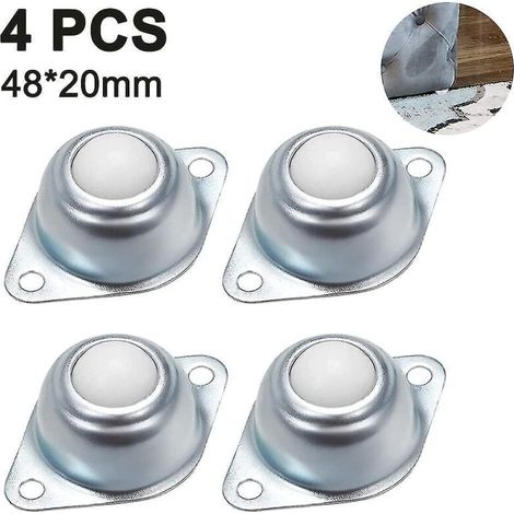 Roulettes à billes compactes pour convoyeur robuste (lot de 4) en nylon, pour le transfert de meubles, machines et bagages par glissement. (1/5)