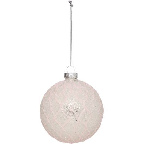 Weihnachtskugel Glas 70 mm Alveole Weiß -
