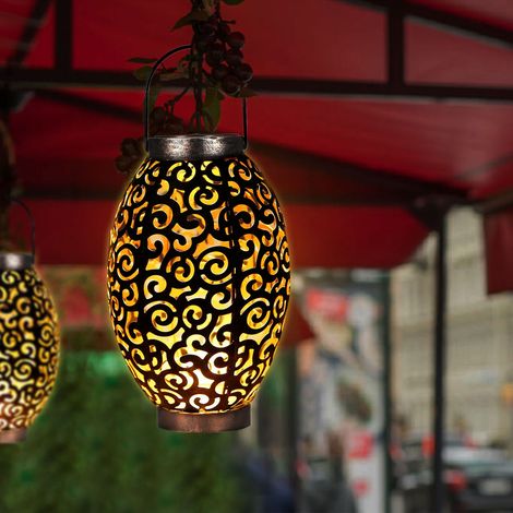Lampe de décoration solaire de jardin, lanterne d'ombre ajourée suspendue, éclairage extérieur étanche, paysage (1/5)