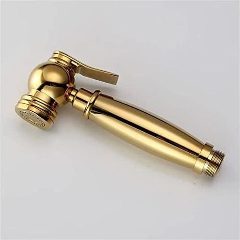 CMBSSTFC Bidetarmatur, WC-Duschset mit einzelner Kaltwasser-Handbrause, quadratischem Shattaf-Kopf in glänzendem Titangoldmessing, Kupfer, Gold C SET (1/5)