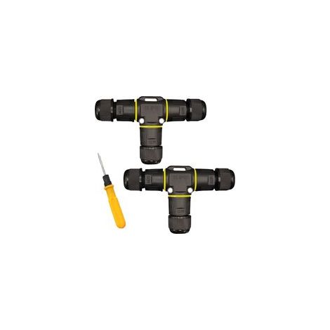 Lot de 2 connecteurs de câbles étanches IP68 : GOEDCH à 3 broches pour câble de terre - Manchon de connexion en forme de T - Boîte de distribution - Boîte de jonction - Manchon de connexion pour (1/5)