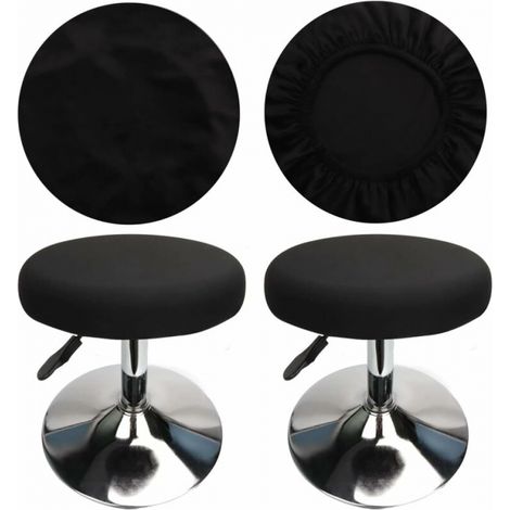 (4 Stück Schwarz) Runder Hockerbezug Barhockerbezug, Luxusstoff, Durchmesser 28-28 cm, Dehnbar, Waschbar und Staubdicht
