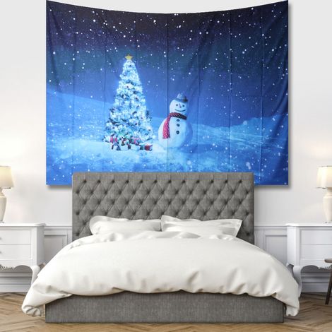 Tapisserie murale décorative pour la maison, motif paysage de Noël et d'hiver enneigé, 200 x 150 cm (1/5)