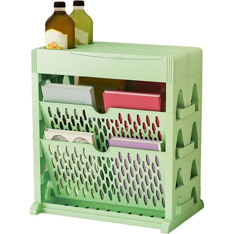 Bücherregal, Aufbewahrungsregal, kleines Bücherregal, geräumiges Bücherregal, leicht zugänglich, für Wohn- und Schlafzimmer, zweireihig, 2 Ebenen, grün (1/5)