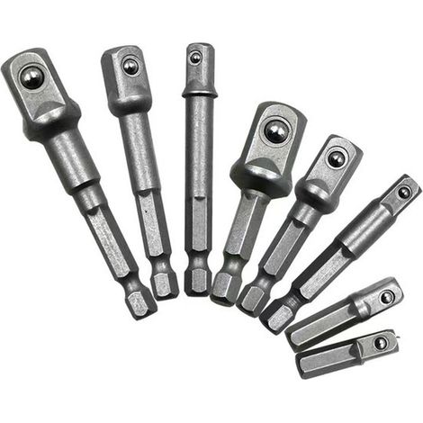 Adaptador de vástago hexagonal a cabeza cuadrada, barra de conversión para fijar conexiones de aerogeneradores eléctricos con puntas de vaso 1/4" (1/5)