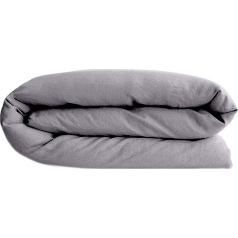 Housse de couette SONATE lin lavé froissé 200x200 cm (1/5)