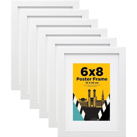 Bilderrahmen 15x20 cm Weiß 6er Set Holzrahmen Acrylglas Passepartout 10x15cm (1/5)