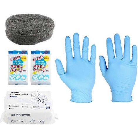 Kit de nettoyage en laine d'acier, tampons de nettoyage et lingettes en coton pour plaques d'acier d'imprimante 3D (1/5)