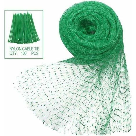 Filet anti-oiseaux en polyéthylène avec 100 câbles en nylon pour la protection des jardins, vergers et bassins, 4 m x 10 m