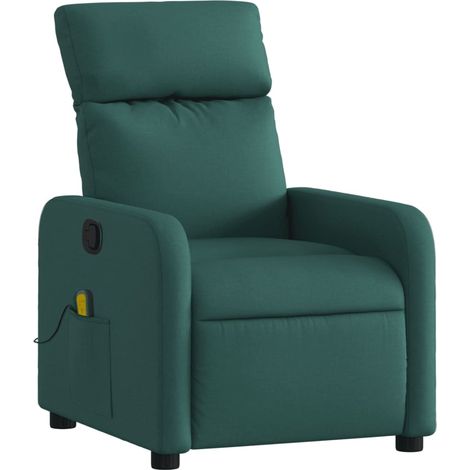 Poltrona relax TV reclinabile funzione massaggio tessuto verde scuro DEC027124