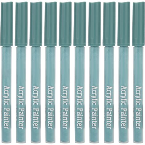 Lot de 10 marqueurs à encre acrylique 1100M, idéal pour dessin libre, DIY sur pierre, porcelaine, tasse, verre, bois et toile, vert foncé. (1/5)