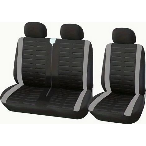 Housses de siège universelles pour fourgonnettes, convenant à la plupart des camions, fourgonnettes et autobus, conçues pour les modèles avec 2+1 sièges avant, lavables, grises. (1/5)