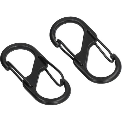 Lot de 4 mousquetons en S, double mousqueton en métal de 50 mm, mousqueton en forme de S pour le camping, la maison, la randonnée (noir) (1/5)