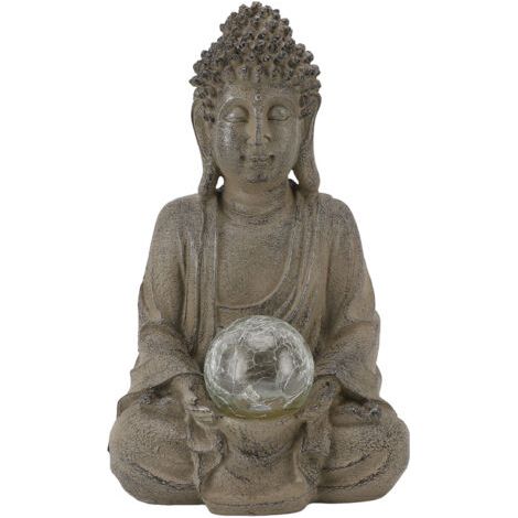 BUNTHAUS Statue de bouddha en résine, Sculpture avec lampe, pour décoration de jardin extérieur, ornement de maison (1/5)