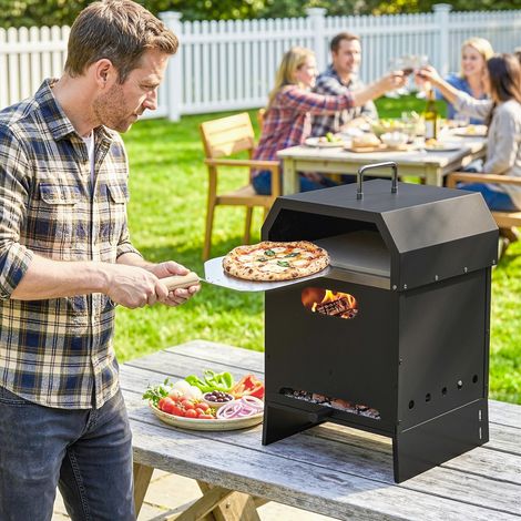 Four à pizza extérieur 3 en 1 au feu de bois, four à 2 niveaux avec pierre à pizza, poignées et pelle à pizza