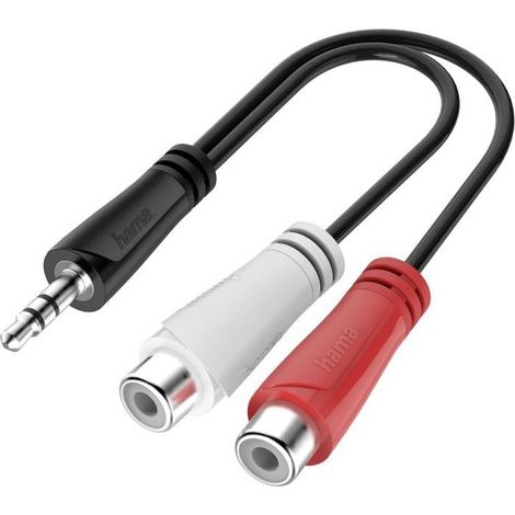 Câble de raccordement Hama 00200350 Jack / Cinch-RCA audio [1x adaptateur Cinch / RCA - 1x Jack mâle 3.5 mm] 0.15 m noi (1/2)