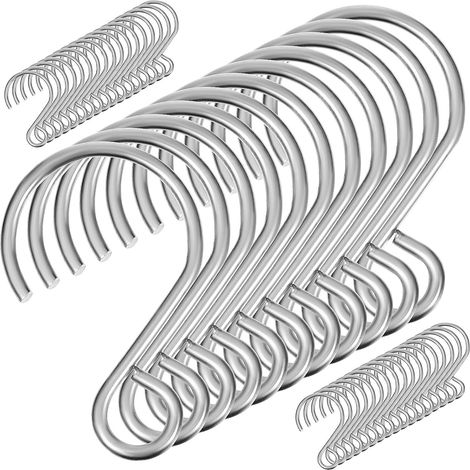 Lot de 100 Crochets en S en Acier Inoxydable Argenté Suspendre, Multifonctions et Gain de Place, pour Suspendre Serviettes la Salle de Bain Cuisine (1/5)