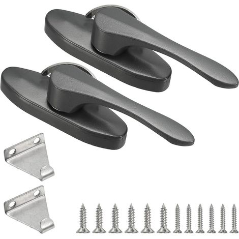 Verrous De Fenêtre Coulissante 3.9 x 1.1", 2Pcs Verrous À Came Coulissante Et Plaque De Fixation De Remplacement Pour Chambres Salles De Bain Fenêtres, Gris