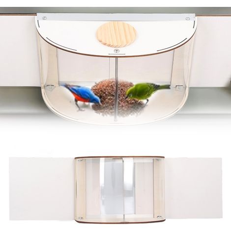 Casita para pájaros con ventana, ecológica y duradera, fabricada en madera de cedro, con una amplia zona de visión de 180°, resistente a la lluvia, puerta ajustable, dimensiones: 25 x 17,5 x 10,5 cm. (1/5)