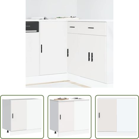 Rangement cuisine - Meuble sous évier "Lyon" Bois d'ingénierie blanc (1/5)