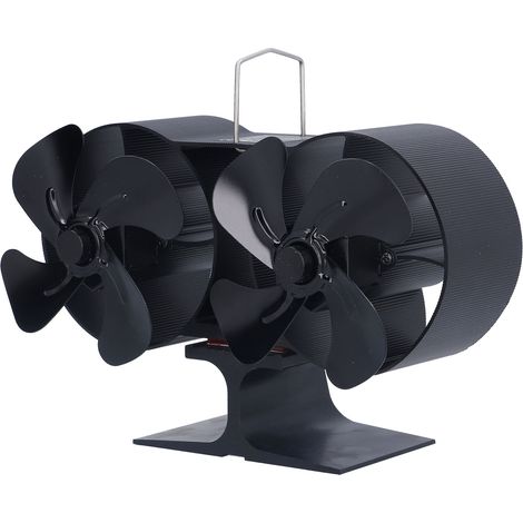 Ventilateur de poêle à double tête, 8 pales, écologique, à chauffage automatique, pour poêle à bois. (1/5)