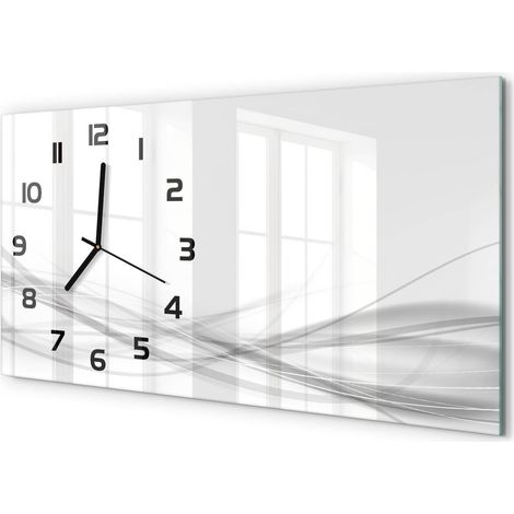 Horloge Murale Salle à Manger 60x30 cm Verre Trempé Design Contemporain Abstraction de vague (1/5)