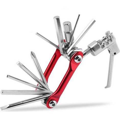 Mountainbike-Reparaturset, 11-in-1 Multifunktions-Kettenschneider, farbig, Fahrradreparaturzubehör, rot - Multifunktionswerkzeug (1/5)
