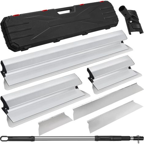 Lames à Lisser en Acier Inoxydable Set  Skimming Blades Set, Poignée d'Extension, Lame Enduit de Rechange, Lissage des Profils,30cm+50cm+80cm (1/5)