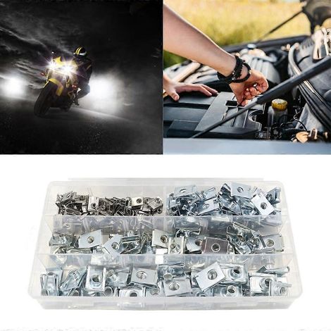 Vis, clips de fixation pour panneaux, écrous captifs en U, garniture intérieure pour aile automobile - 160x (1/4)