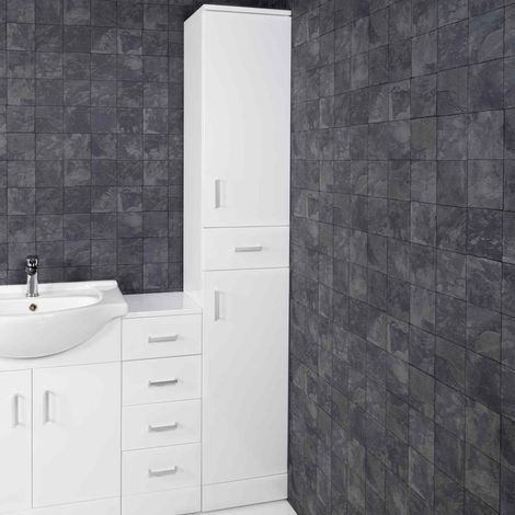 Nuie Mayford Tall Boy Unit 350mm Wide x 300mm Deep - Gloss White (1/5)