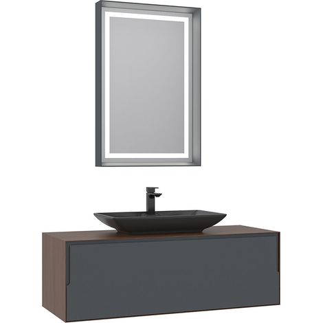Waschtisch-Set mit Spiegel (2-teilig) "Craft 120" – 120 x 50 x 40 cm – Walnuss / Anthrazit (1/5)