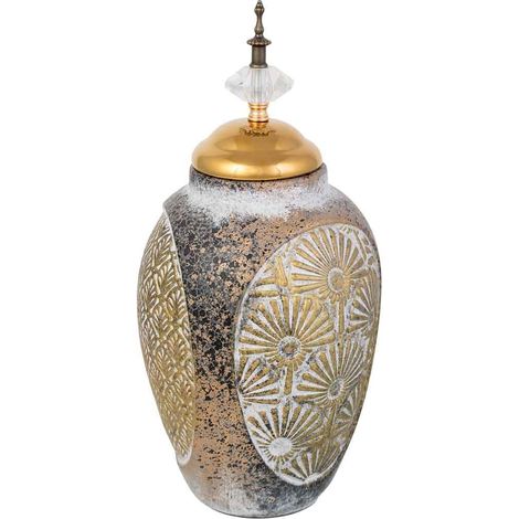 Jarrón de cerámica  dorado, d17,5x36h cm (1/5)