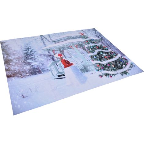 Tapisserie murale à motif sapin de Noël en fibre de polyester, décoration de fond pour chambre à coucher, 230 x 180 cm / 90,6 x 70,9 pouces (1/5)