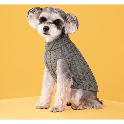 Jersey para perro, Cuello alto suave para cachorros, Abrigo para perro, Ropa de punto, Jersey liso para perro, Talla XL, Gris oscuro (1/5)
