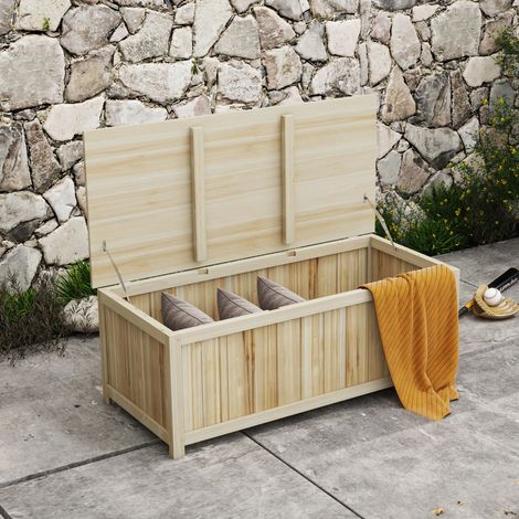 Naturel - Coffre de rangement extérieur en bois 172 L doté de tousse à toupule résistante aux intempéries pour bois de jardin