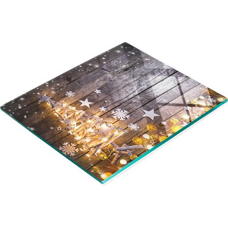 Planche à découper décorative en verre trempé, motif sapin de Noël, 60 x 52 cm (1/5)