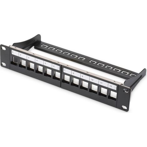 Panneau de brassage modulaire, blind'Š¢, 12 ports, 1U, 10", noir (1/5)