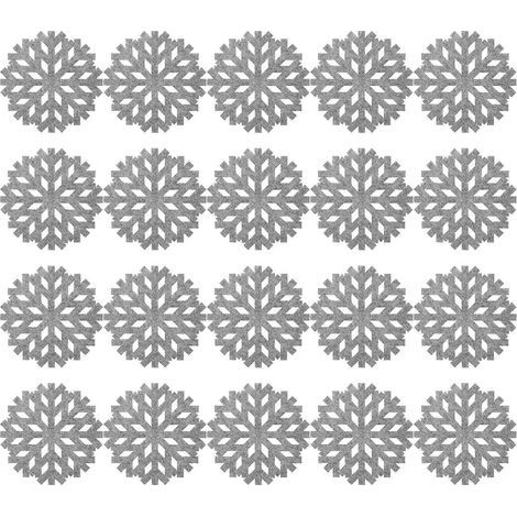 Set mit 20 rutschfesten Platzsets mit Schneeflockenmuster für Weihnachten – unverzichtbare Accessoires für Ihre Tischdekoration. – 10,00 x 10,00 x 0,20 cm – Grau (1/4)