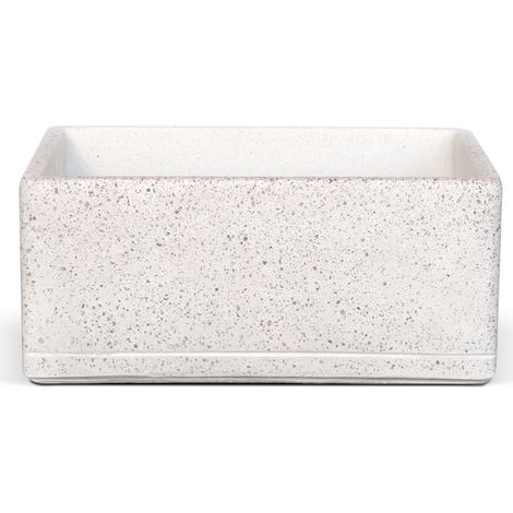 Lavello da Giardino Senza Rubinetto 45x30x20 cm in Cemento e Granulati di Marmo Rodi-TZ Bianco Terrazzo (1/4)