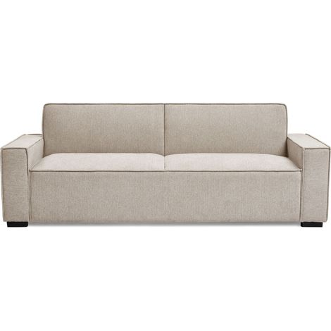 Canapé convertible clic-clac 3 places Pikado Tissu effet lin Taupe clair (1/5)