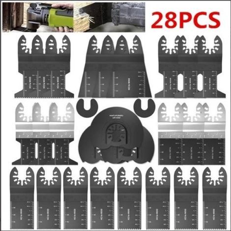 28 Multifunctional Oscillating Tool Accessories Universal Saw Blade for Parkside Dewalt Ryobi Bosch Corner Cutting Wood/Metal/Plastic - 2 Adapters (1/5)