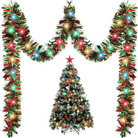 Guirlande Lumineuse En Laine Métallique - 5 M - Pour Décoration De Noël Intérieure Et Extérieure - Fonctionne Sur Piles - Guirlande Pré-Éclairée (1/5)