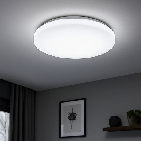 LED Deckenleuchte Badezimmer Deckenlampe IP44 Badleuchte dimmbar über CCT Schaltung, Metall weiß, 12W 1200Lm warm-neutralweiß, DxH 29x7 cm