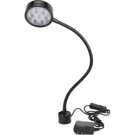 Lampe de bureau LED 7W avec col de cygne flexible, base magnétique ronde, prise US 110V-220V, éclairage de travail ajustable. (1/5)